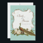 Invitation Peacock Magnolia Floral Swirl Mariage damassé<br><div class="desc">Cette invitation élégante et sophistiquée allie le meilleur de la tradition et la fraîcheur du contemporain. Le mélange d'éléments d'art Vintage et d'aquarelle contemporaine peinte à la main par Audrey Jeanne Roberts donne une belle qualité intemporelle à cette invitation. Un paon majestueux repose sur des tourbillons élégamment peints à la...</div>