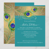 Invitation Peacock moderne plumes Faux Jewel Fête des mariées (Devant / Derrière)