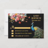 Invitation Peacock Moody Floral Indian Wedding RSVP (Devant)