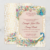 Invitation Peacock motif indien mariage pour la mariée (Devant / Derrière)