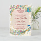 Invitation Peacock motif indien mariage pour la mariée (Debout devant)