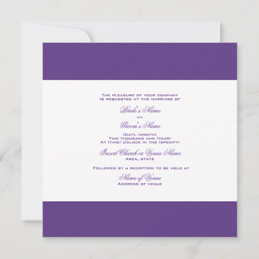 Invitation Peacock n violet thème mariage - Créez votre propr (Dos)