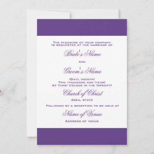 Invitation Peacock n violet thème mariage - Créez votre propr (Dos)