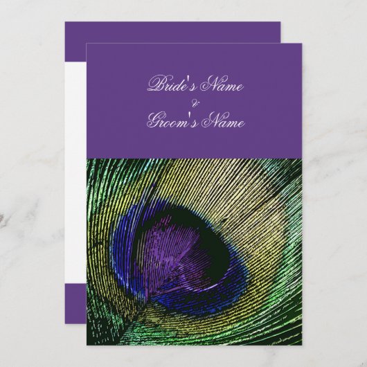 Invitation Peacock n violet thème mariage - Créez votre propr (Devant / Derrière)
