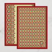 Invitation Peacock Nouveau (Crimson) (Devant / Derrière)