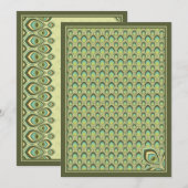Invitation Peacock Nouveau (Olive Green) (Devant / Derrière)