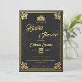 Invitation Peacock or Peacock Art Déco moderne Fête des marié (Debout devant)