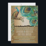 Invitation Peacock or Vintage 3 plumes<br><div class="desc">Rustic Aqua et Brown Peacock Mariages Plus Shabby Country Peacock Invitations</div>