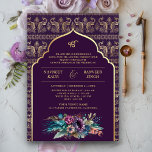 Invitation Peacock or violet Anand Karaj Sikh Mariage<br><div class="desc">Éblouissez vos invités avec cette invitation traditionnelle de mariage sikh avec un élégant arrière - plan motif paon et de belles fleurs d'aquarelle avec typographie moderne. Ajoutez simplement les détails de votre événement sur ce modèle facile à utiliser pour en faire une invitation unique.</div>