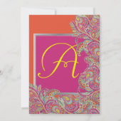 Invitation Peacock Paisley Tangerine Mustard Jaune Fuchsia (Dos)