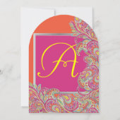 Invitation Peacock Paisley Tangerine Mustard Jaune Fuchsia (Dos)