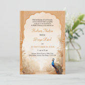 Invitation Peacock Palm Garden Indian Terracotta Mariage (Debout devant)