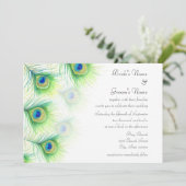 Invitation Peacock Peinture à la main Plumes Mariage Invitati (Debout devant)