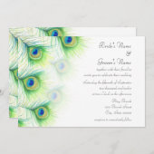 Invitation Peacock Peinture à la main Plumes Mariage Invitati (Devant / Derrière)