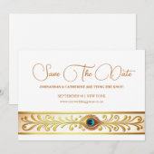 Invitation Peacock plume mariage fleurir thème oiseau économi (Devant / Derrière)