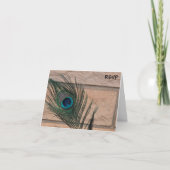 Invitation Peacock Plumes et briques Mariage RSVP (Devant)