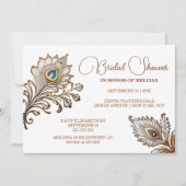 Invitation Peacock plumes henné inspiré de la mariée indienne (Devant)