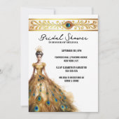 Invitation Peacock plumes mariage robe nuptiale douche (Devant)