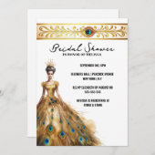 Invitation Peacock plumes mariage robe nuptiale douche (Devant / Derrière)