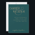 Invitation Peacock Turquoise Green Gold Ampersand<br><div class="desc">⭐ Design par LeahG®. Félicitations à votre fiançailles. 📌 NIP cette conception à votre tableau de bord mariage sur Pinterest et profiter de votre voyage de planification mariage. 🥰 Vos amis et votre famille aimeront cet objet de mariage moderne et minimaliste, simple et élégant. Cela fait partie d'une collection de...</div>