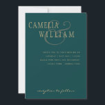 Invitation Peacock Turquoise Green Gold Ampersand<br><div class="desc">⭐ Design par LeahG®. Félicitations à votre fiançailles. 📌 NIP cette conception à votre tableau de bord mariage sur Pinterest et profiter de votre voyage de planification mariage. 🥰 Vos amis et votre famille aimeront cet objet de mariage moderne et minimaliste, simple et élégant. Cela fait partie d'une collection de...</div>