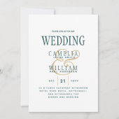 Invitation Peacock TURQUOISE Vert or Mariage monochrome (Devant)