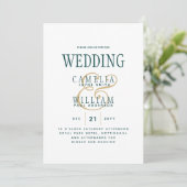 Invitation Peacock TURQUOISE Vert or Mariage monochrome (Debout devant)