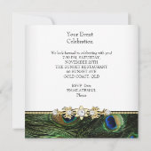 Invitation Peacock Vert Bleu Or Blanc Élégant Parti (Dos)