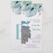 Invitation Peacock Vintage 3 plumes (Devant / Derrière)
