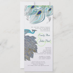 Invitation Peacock Vintage 3 plumes