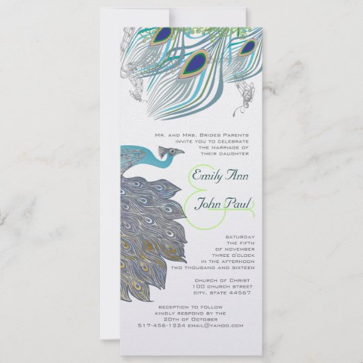 Invitation Peacock Vintage 3 plumes (Devant)