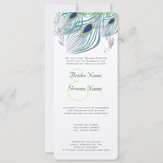 Invitation Peacock Vintage 3 plumes (Devant)