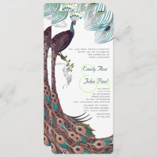 Invitation Peacock Vintage 3 plumes