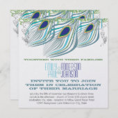 Invitation Peacock Vintage 3 plumes (Devant / Derrière)