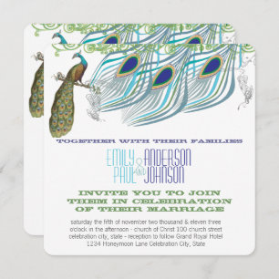 Invitation Peacock Vintage 3 plumes avec Peacock