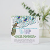 Invitation Peacock Vintage 3 plumes avec Peacock (Debout devant)