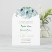 Invitation Peacock Vintage Feathers (Debout devant)