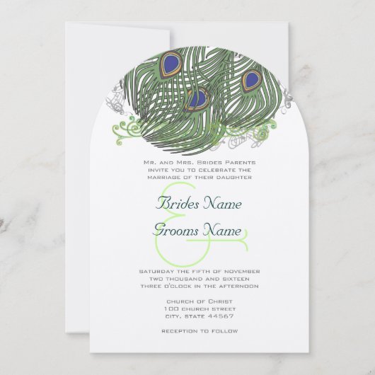 Invitation Peacock Vintage Feathers (Devant)