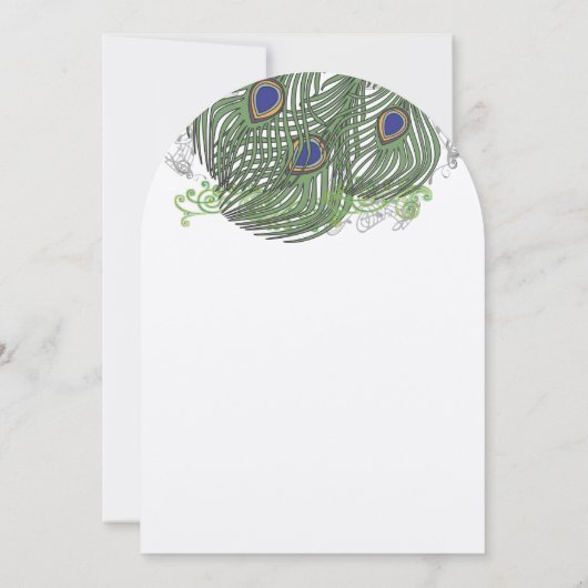 Invitation Peacock Vintage Feathers (Dos)