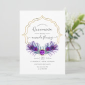 Invitation Peacock Vintage violet et or Quinceañera (Debout devant)