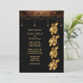 Invitation Peacocks d'or, égyptien ancien, Mariage Art déco (Debout devant)