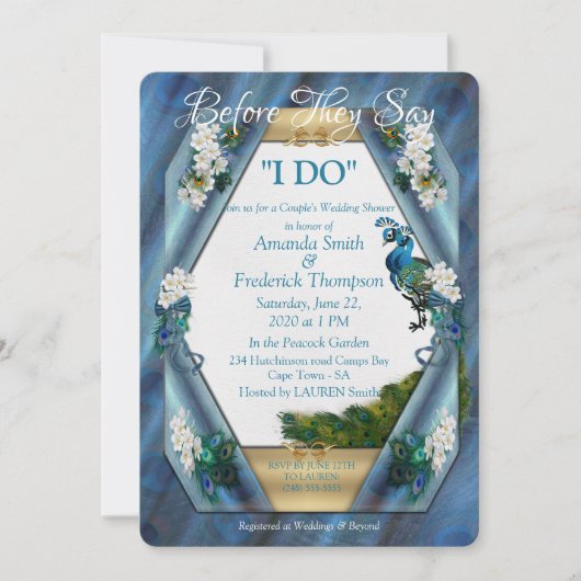 Invitation Peacocks & Emerald Green Metallic Soie W-Douche (Devant)