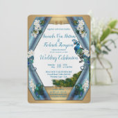 Invitation Peacocks & Emerald Green Soie métallique (Debout devant)