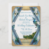 Invitation Peacocks & Emerald Green Soie métallique (Devant)