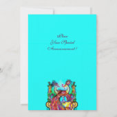 Invitation PEACOCKS EN AMOUR Rouge Turquoise Vert Aqua Mariag (Dos)