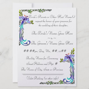 Invitation Peacocks (Faire-part de mariage métallique)