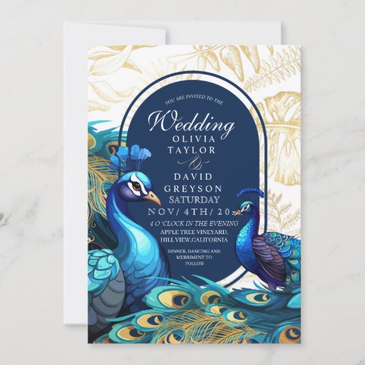 Invitation Peacocks Garden Mariage de Bohême (Devant)