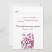 Invitation PEACOCKS IN LOVE RSVP, rouge bordeaux blanc (Dos)