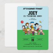Invitation Peanuts Baseball Birthday Party (Devant / Derrière)