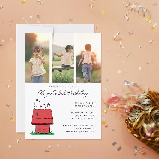 Invitation Peanuts Snoopy Dog House Anniversaire Photo